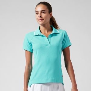 Athleta Everyday Polo Tee Small Gulf Green